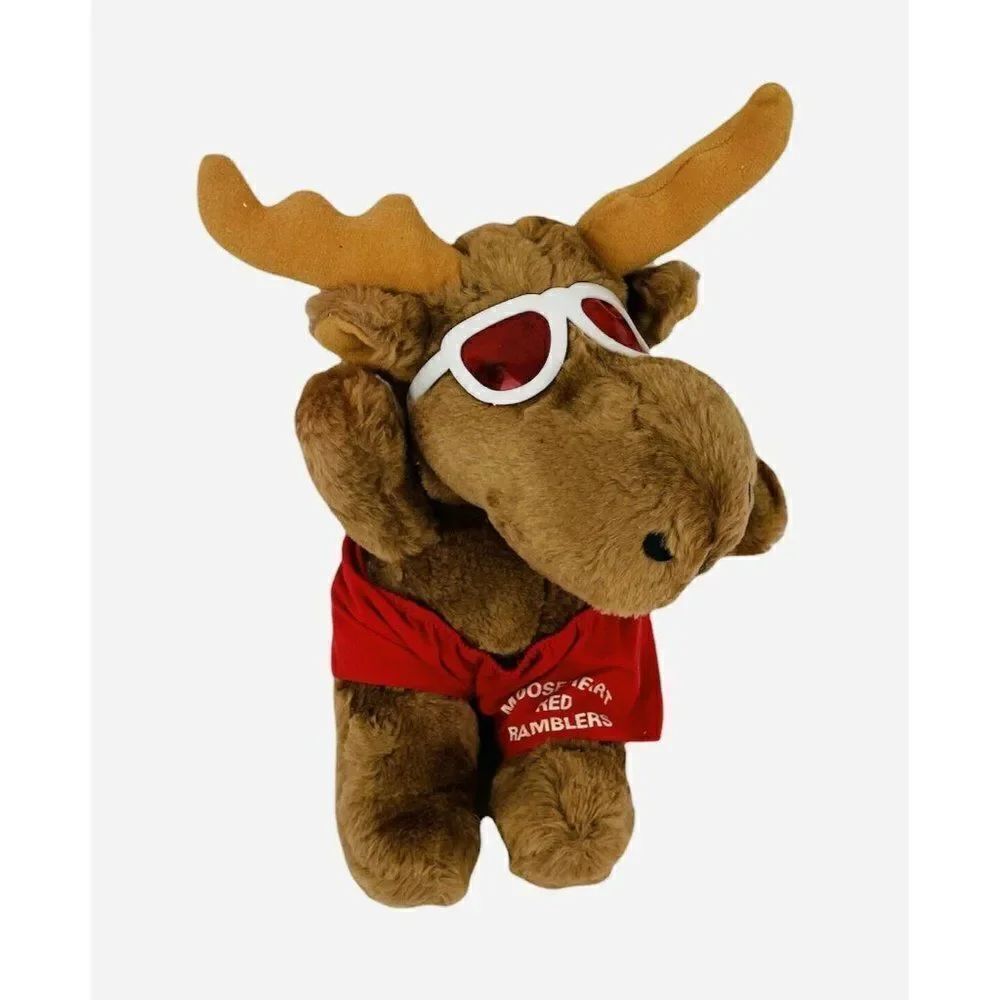 RARE Vtg 1988 Luv Bunch Moose Plush Mooseheart Red Ramblers Sunglasses Shorts